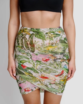 Cross Mesh Skirty - Floral Ambrosia shaping swimwear for women, tummy control sculpting swimsuits