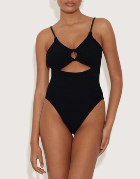 Crystal Swimsuit - Black womens resort swimwear, flattering one-piece swimsuits