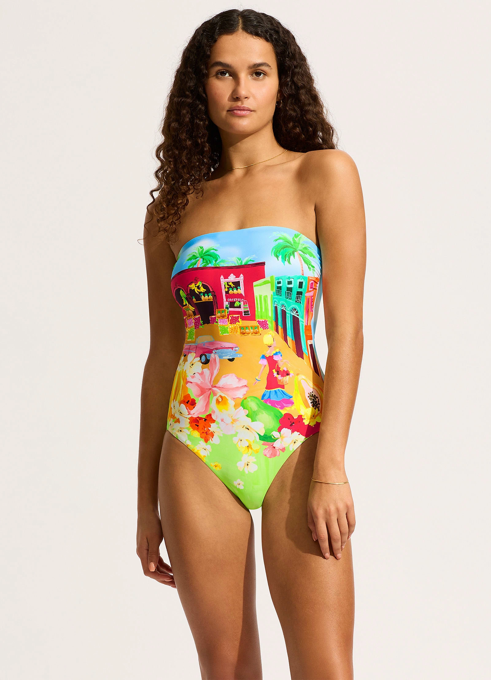Cuba Bandeau One Piece - Turquoise slimming one piece swimsuits, fashionable one piece suits