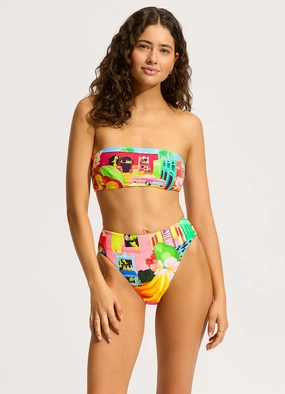 Cuba High Rise Bikini Bottom - Turquoise affordable swimwear for women, chic swimsuits for women