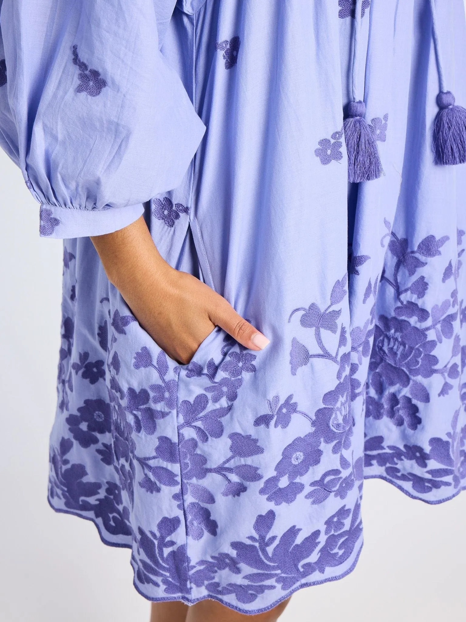 Daisy Dress in Periwinkle Embroidery