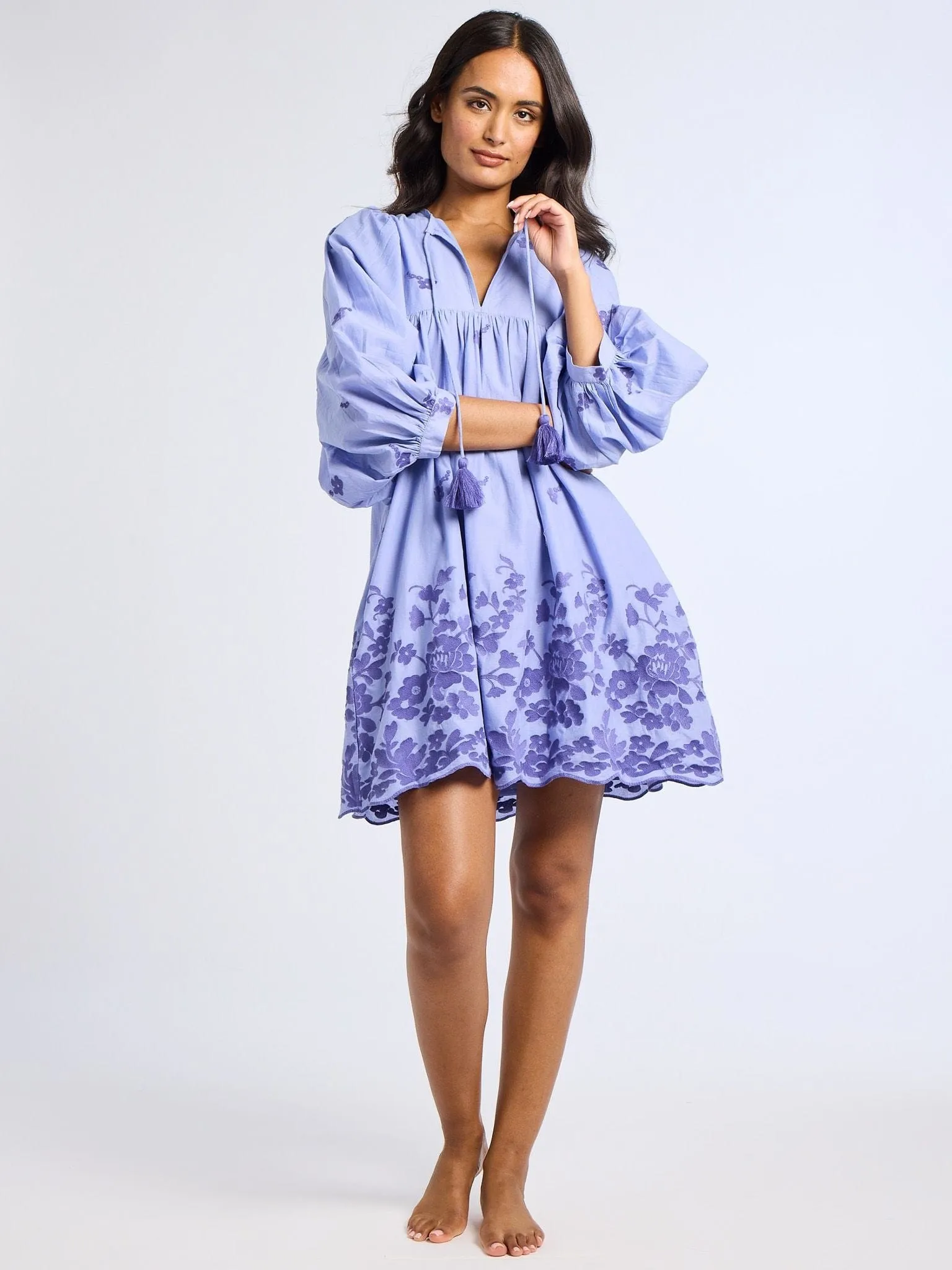 Daisy Dress in Periwinkle Embroidery