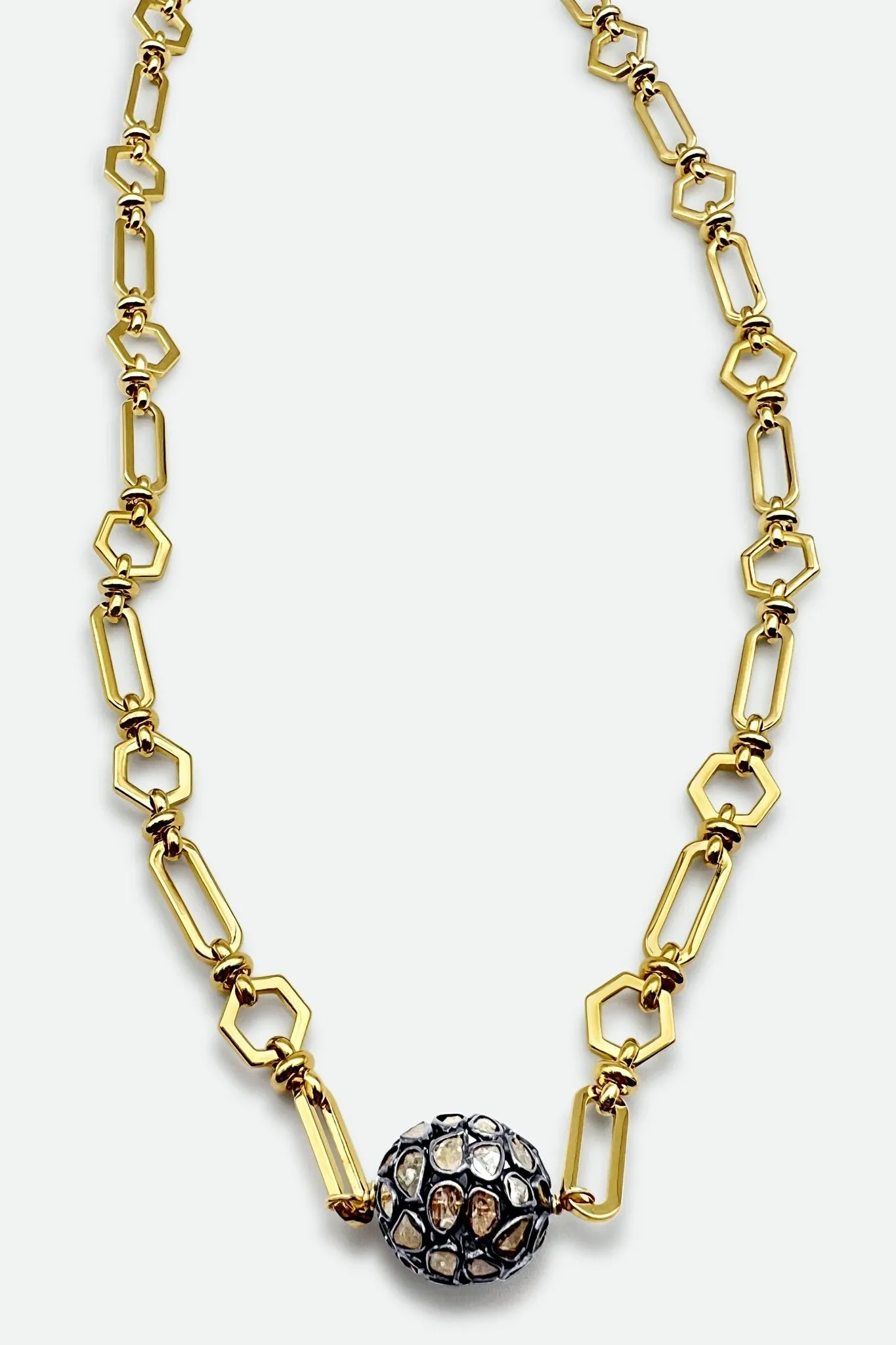 DAISY SLICED DIAMOND BALL NECKLACE