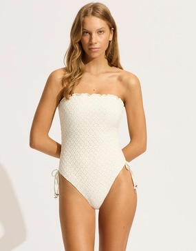 Daydreamer DD Bandeau Swimsuit - Vanilla bandeau swimsuits for women, strapless swimwear tops