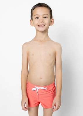 Deep Coral | Mini Euro Shorts boys summer swimwear, boys rash guard swim sets