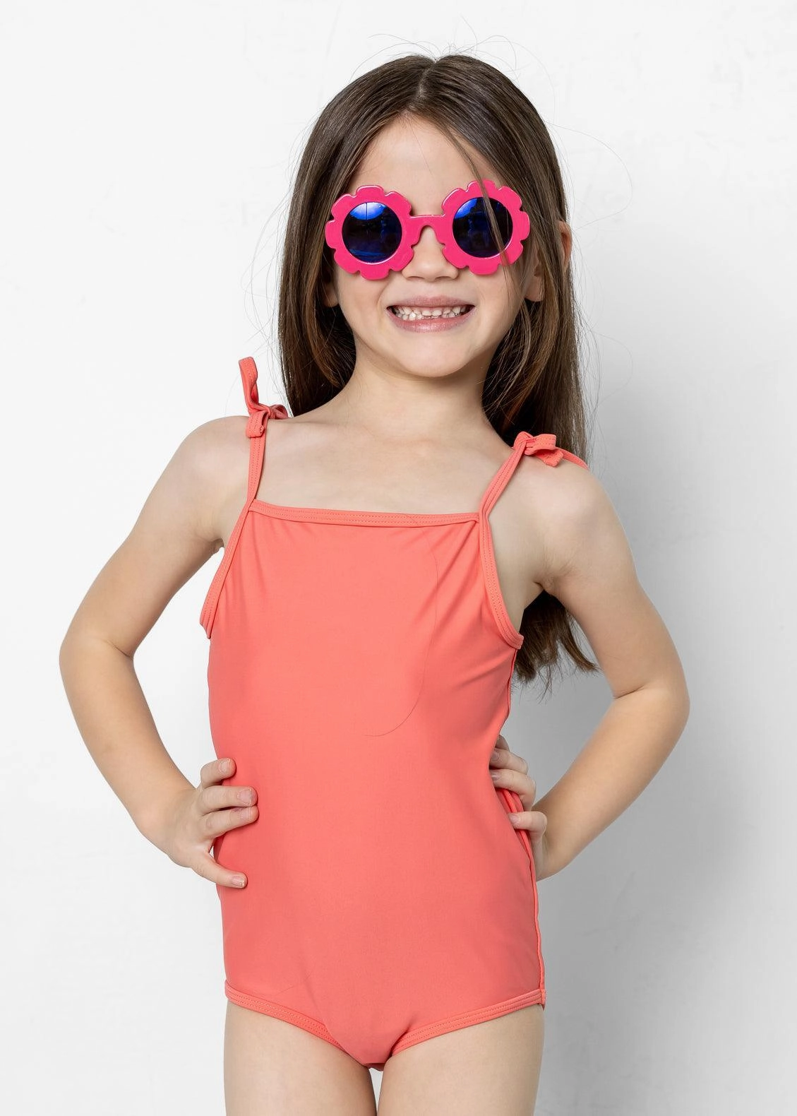 Deep Coral | Mini Simply One-Piece girls full coverage swimwear, kids swimwear for pool