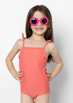 Deep Coral | Mini Simply One-Piece girls full coverage swimwear, kids swimwear for pool