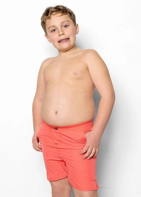 Deep Coral | Youth Boardies boys summer swimwear, boys rash guard swim sets