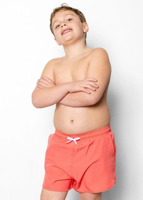 Deep Coral | Youth Retro Shorties boys summer swimwear, boys rash guard swim sets