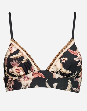 Deep Jungle Banded Halter Bikini Top C Cup - Dark Tropics stylish swimwear tops, womens beach tops