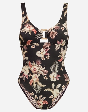 Deep Jungle Swimsuit - Dark Tropics padded swimwear for women, padded bikini tops
