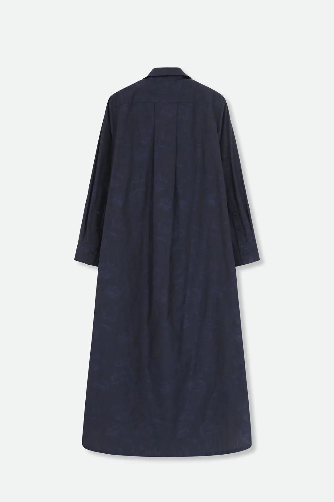 DELPHINE DRESS IN ITALIAN COTTON JACQUARD INDIGO ROSES