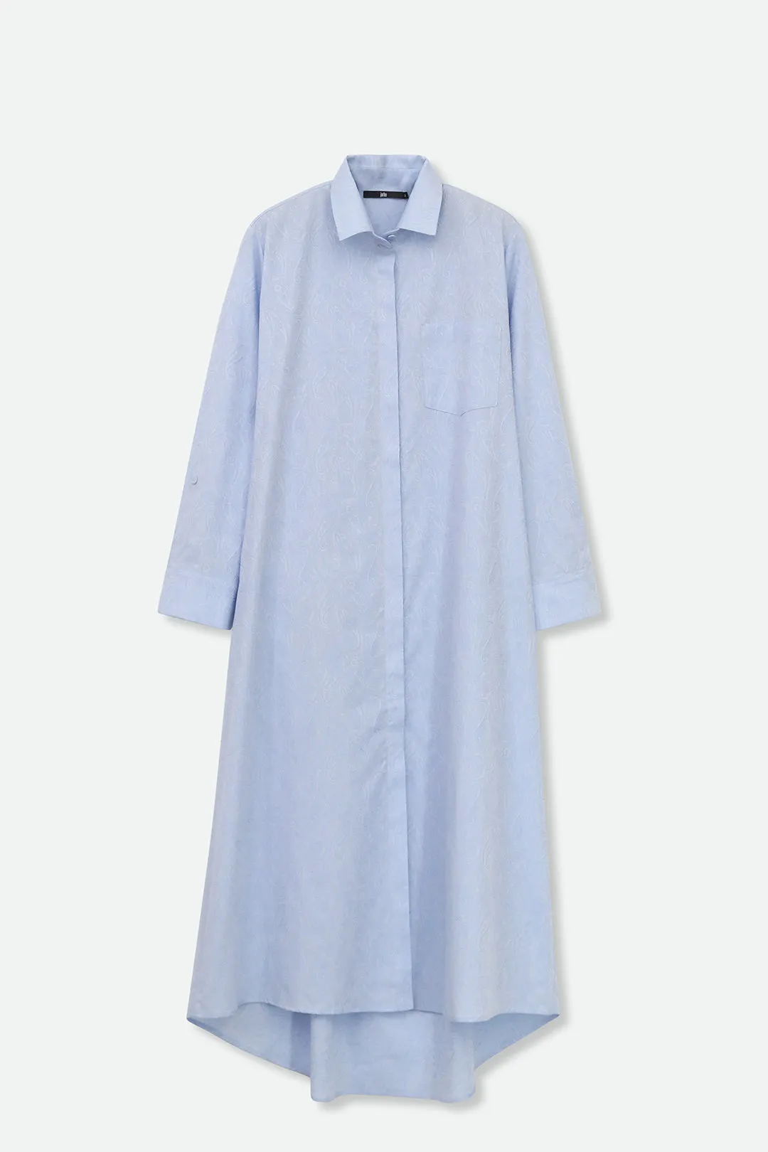 DELPHINE DRESS IN ITALIAN COTTON JACQUARD LIGHT BLUE PAISLEY