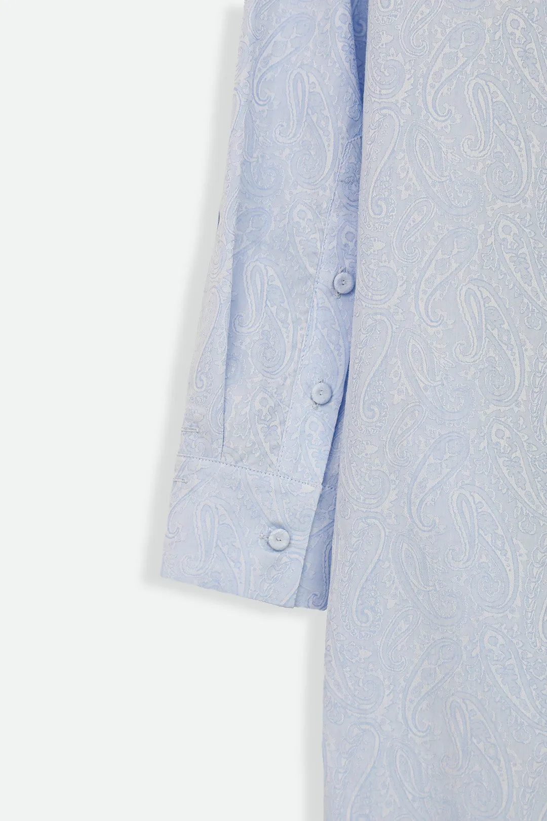 DELPHINE DRESS IN ITALIAN COTTON JACQUARD LIGHT BLUE PAISLEY