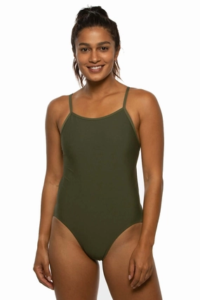 Devon One Piece Swimsuit - Army all types of swimwear, stylish swimwear for all body types
