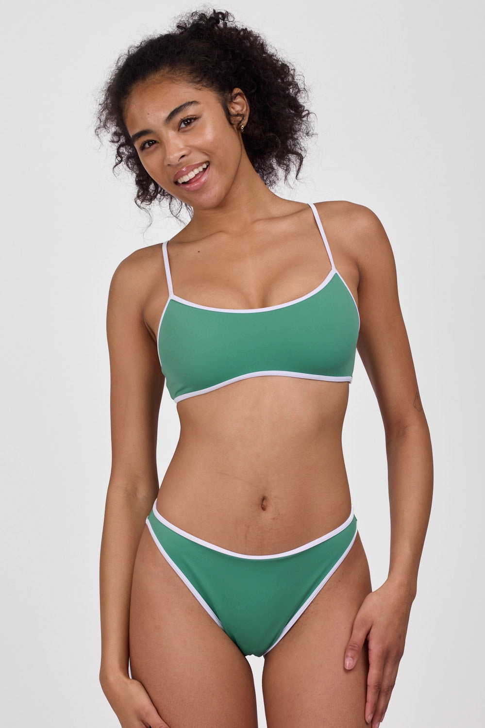 Dina Bikini Bottom - Kale & White all purpose swimwear, comfortable swimwear for everyone