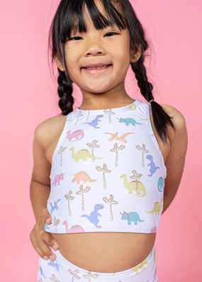 Dinos | Mini High-Waisted Bottoms girls full coverage swimwear, kids swimwear for pool