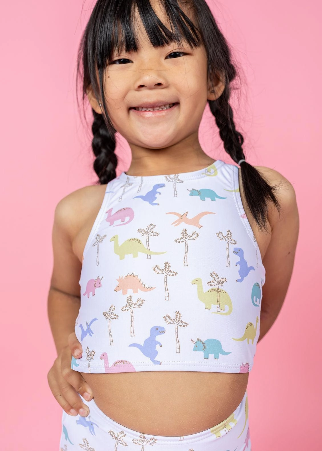 Dinos | Mini High-Waisted Bottoms girls full coverage swimwear, kids swimwear for pool