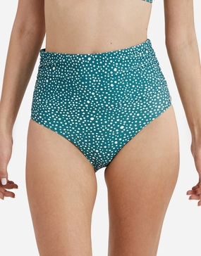 Ditsy Dots Chara Bikini Pant - Deep Jungle adjustable swim bottoms women, flattering bikini bottoms