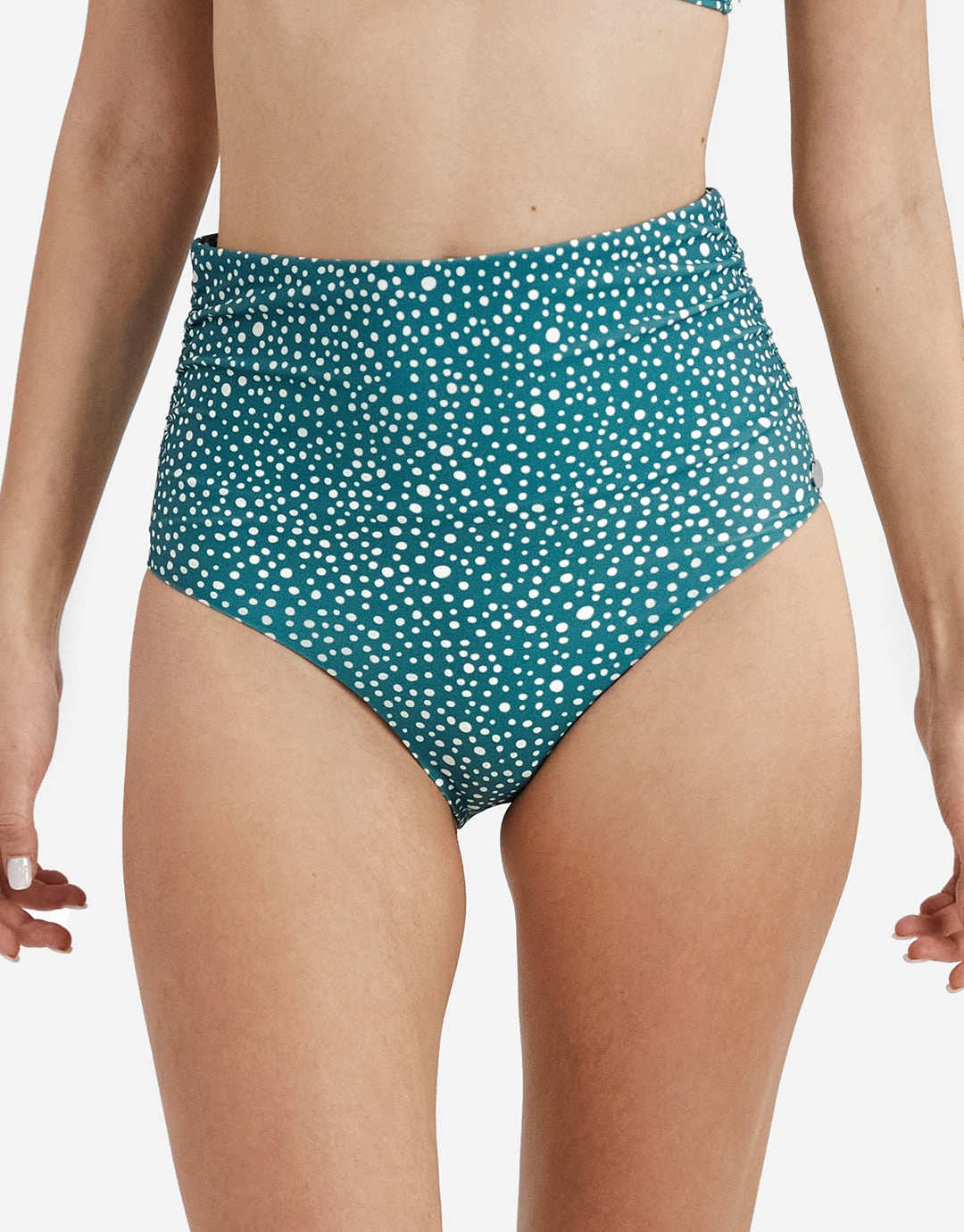 Ditsy Dots Chara Bikini Pant - Deep Jungle adjustable swim bottoms women, flattering bikini bottoms