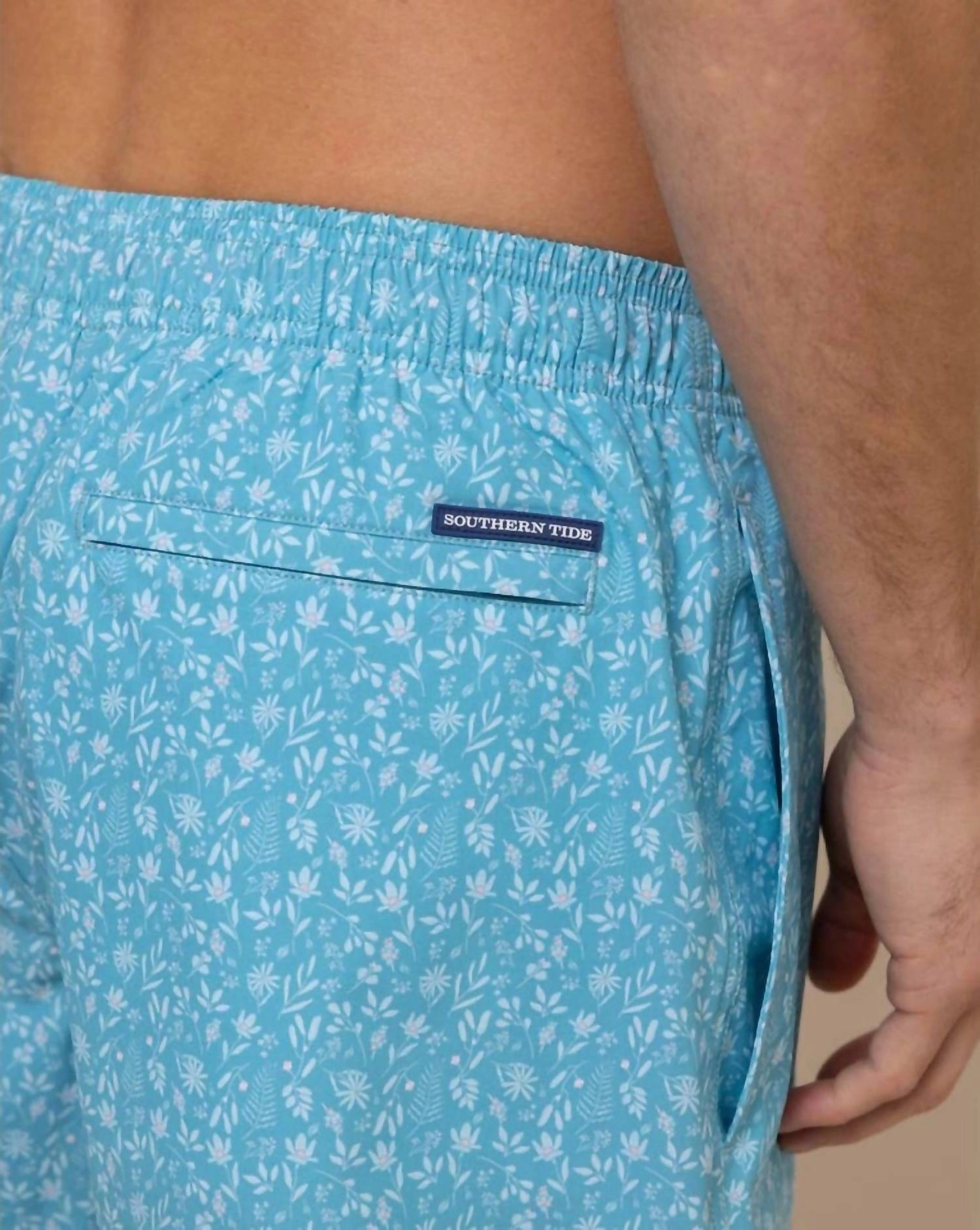 Ditzy Floral Swim Trunk In Ocean Aqua