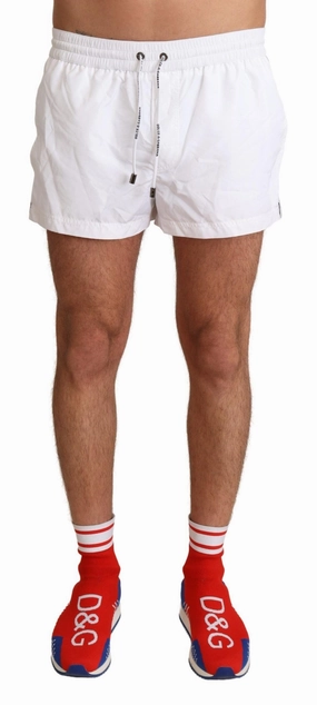 Dolce & Gabbana Elegant KING Motive Swim Men's Trunks mens full coverage swimwear, stylish mens swim trunks