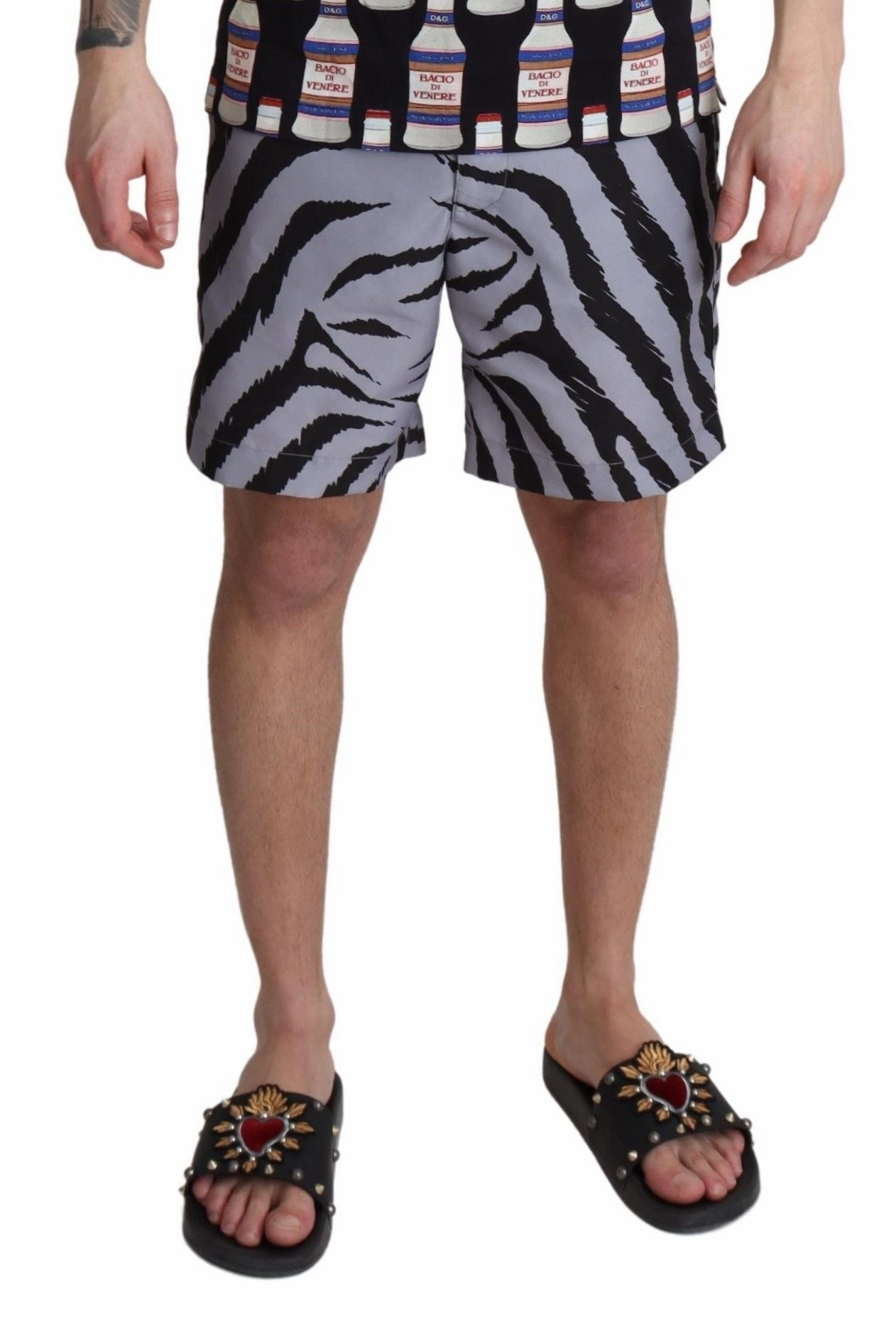 Dolce & Gabbana Elegant Zebra Print Swim Men's Trunks