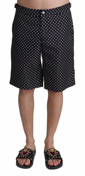 Dolce & Gabbana Polka Dot Elegance Swim Trunks Men's Boxer mens full coverage swimwear, stylish mens swim trunks