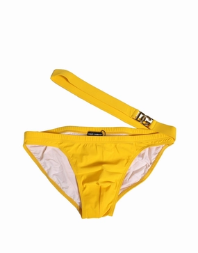 Dolce & Gabbana Waistband Logo Beachwear Brief Men's Swimwear mens full coverage swimwear, stylish mens swim trunks