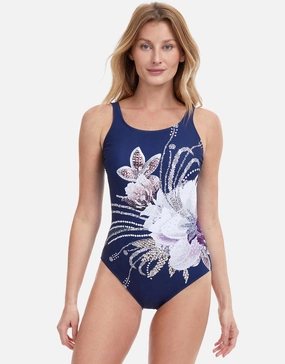 Dolce Vita Mastectomy Swimsuit - Navy high neck swimsuits women, modest high neck swimwear