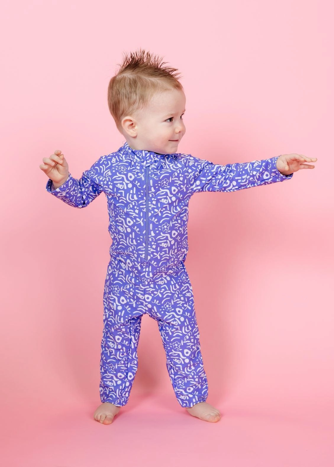Doodles | Baby Rashguard One-Piece (Unisex) girls full coverage swimwear, kids swimwear for pool