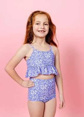 Doodles | Mini Peplum Top girls full coverage swimwear, kids swimwear for pool