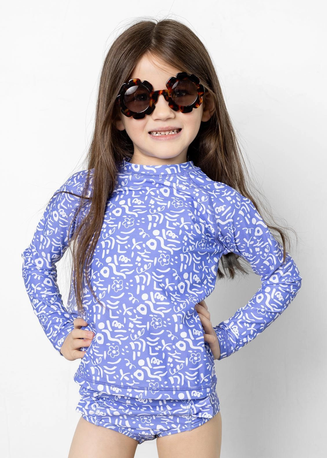Doodles | Mini Rashguard Top (Unisex) girls full coverage swimwear, kids swimwear for pool