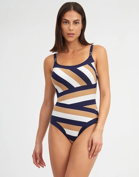 Doris Tank Swimsuit - Stripe plus size swimwear women, curvy womens swimsuits