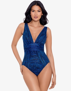 Dot Com Odyssey Swimsuit - Blue plus size swimwear women, curvy womens swimsuits