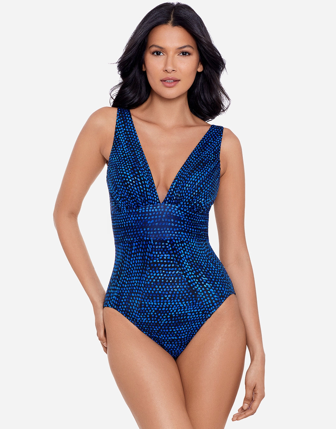 Dot Com Odyssey Swimsuit - Blue plus size swimwear women, curvy womens swimsuits