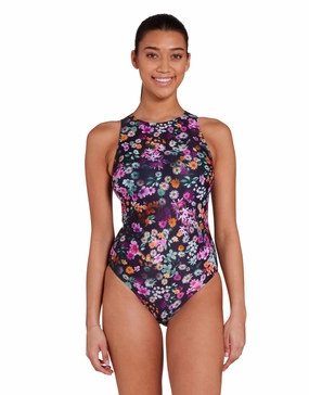 Dream Hi Front Swimsuit - Black/Multi zoggs swimwear for women, zoggs goggles and swimsuits