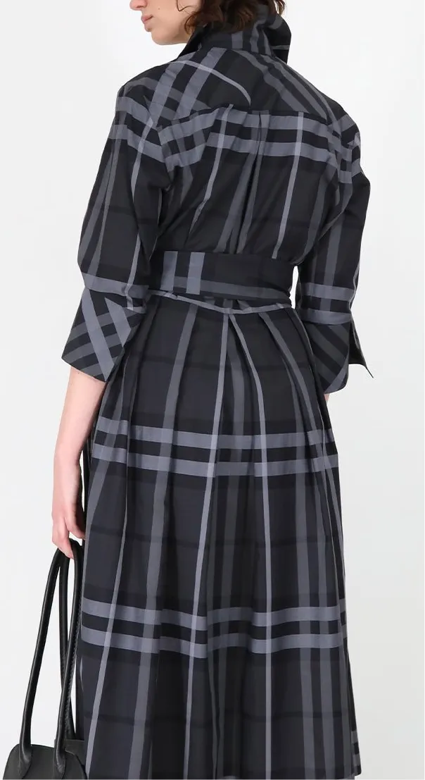 DRIFT DRESS IN ITALIAN COTTON JACQUARD BLACK/GREY
