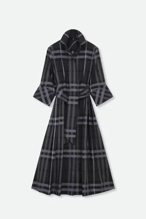DRIFT DRESS IN ITALIAN COTTON JACQUARD BLACK/GREY