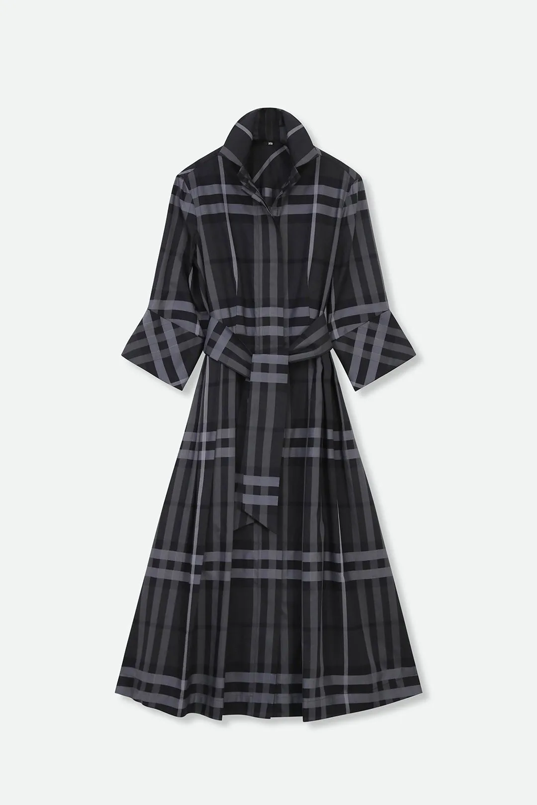 DRIFT DRESS IN ITALIAN COTTON JACQUARD BLACK/GREY