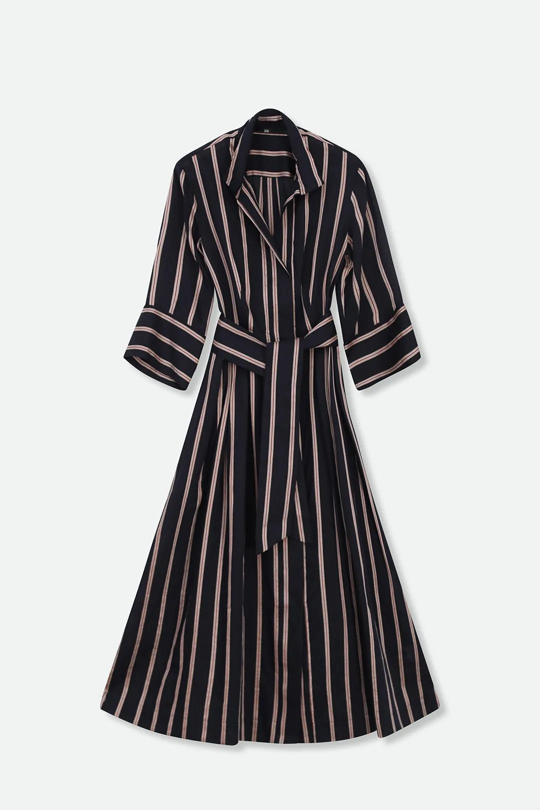 DUNE DRESS IN ITALIAN COTTON JACQUARD STRIPE