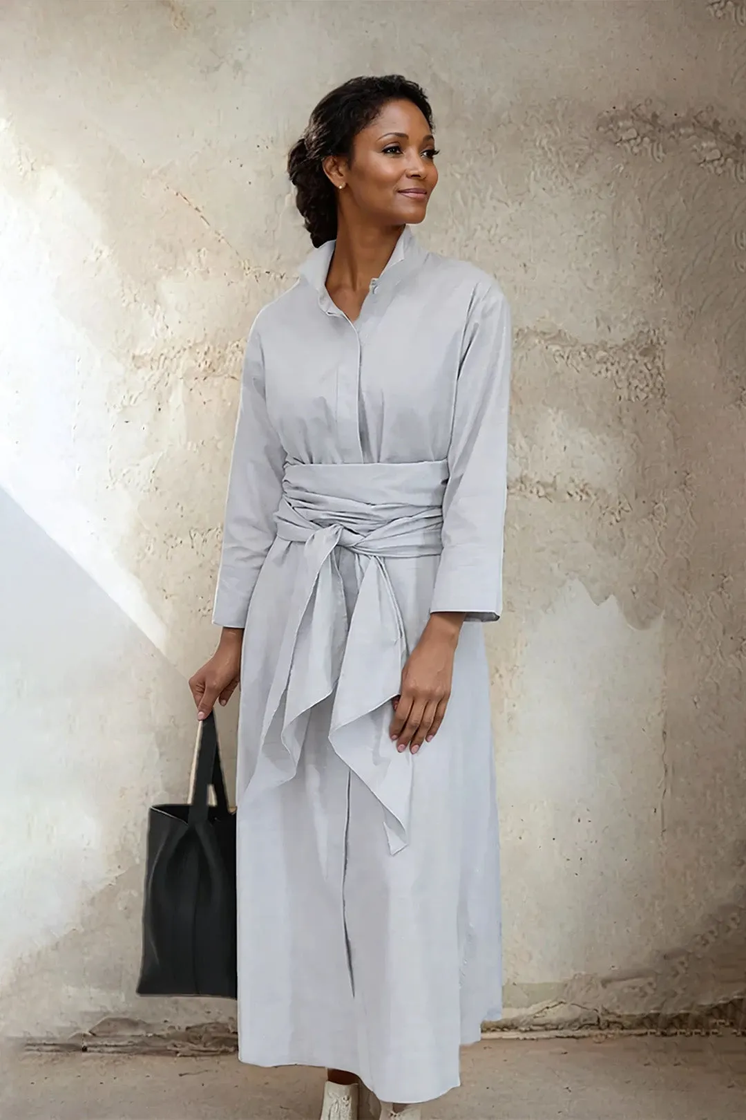 DUSK DRESS IN ITALIAN COTTON FINE POPLIN