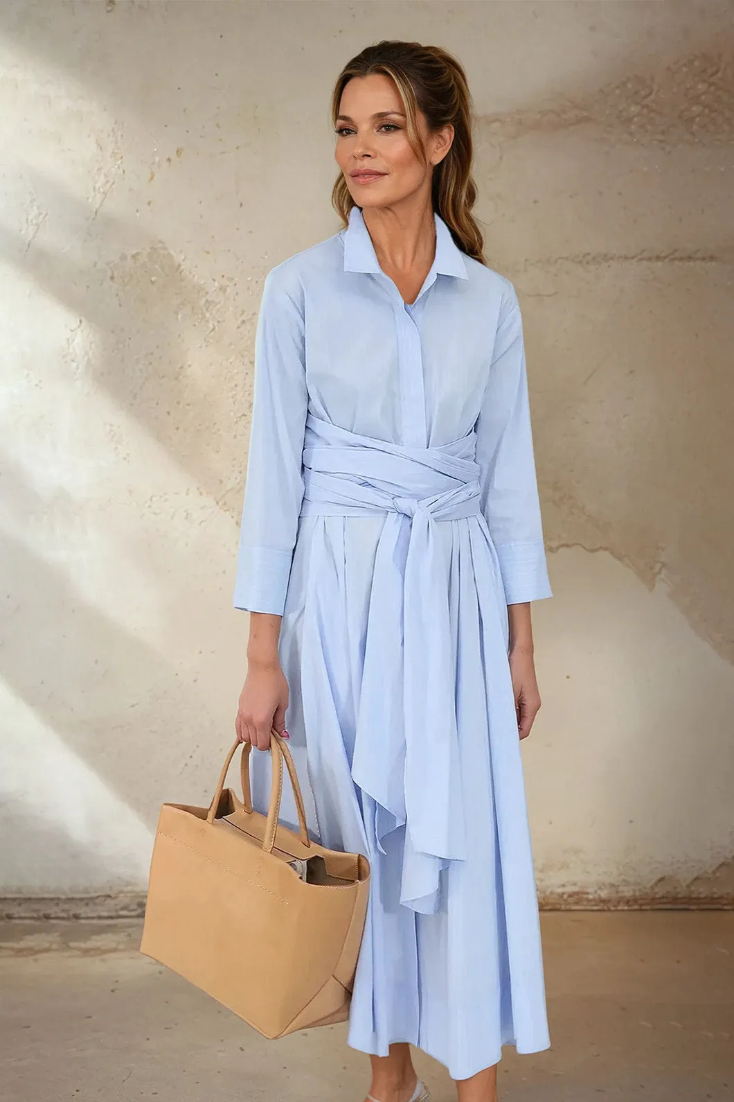 DUSK DRESS IN ITALIAN COTTON FINE POPLIN