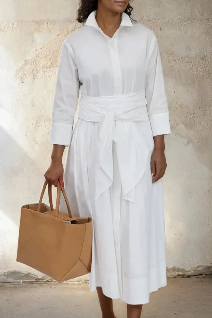 DUSK DRESS IN ITALIAN COTTON FINE POPLIN