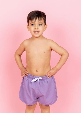 Dusty Purple | Mini Retro Shorties boys summer swimwear, boys rash guard swim sets