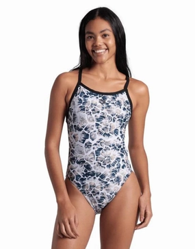 Earth XCross Back Swimsuit - Black/Multi minimalistic swimsuits women, sleek swimwear styles