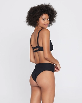 Eco Chic Repreve Desi Bikini Bottom - Black timeless swimwear styles women, comfy swimwear for women