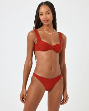 Eco Chic Repreve Nikita Bikini Top - Redwood halter swim tops, wireless bikini tops