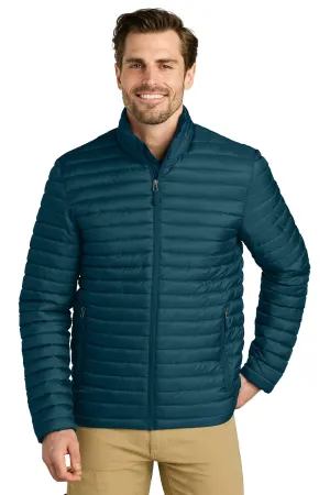 Eddie Bauer Mens Packable Quilted Water Resistant Full Zip Jacket - Adriatic Blue