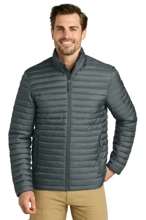 Eddie Bauer Mens Packable Quilted Water Resistant Full Zip Jacket - Metal Grey
